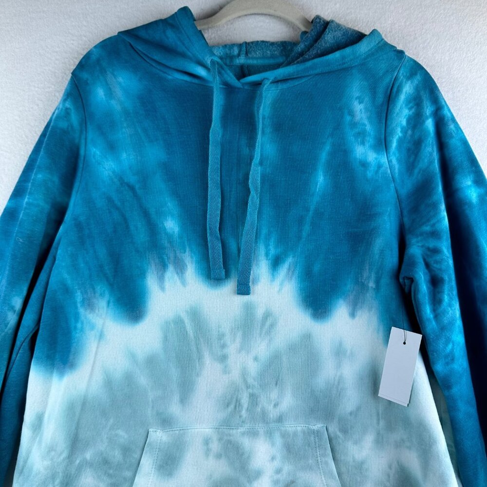 NWT LIVI by Lane Bryant Sweater 14/16 Tie Dye Hood Athleisure Lounge Beach 1X - Picture 2 of 10